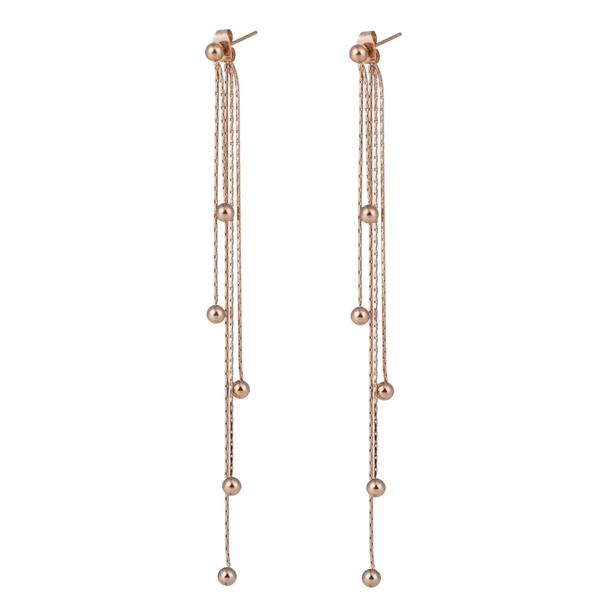 18K Rose Gold-Plated Graduated Bead Drop Earrings