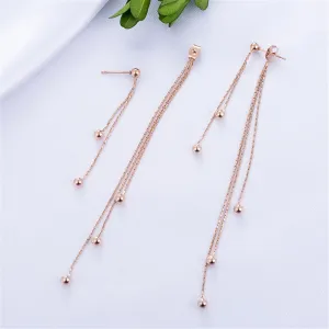 18K Rose Gold-Plated Graduated Bead Drop Earrings