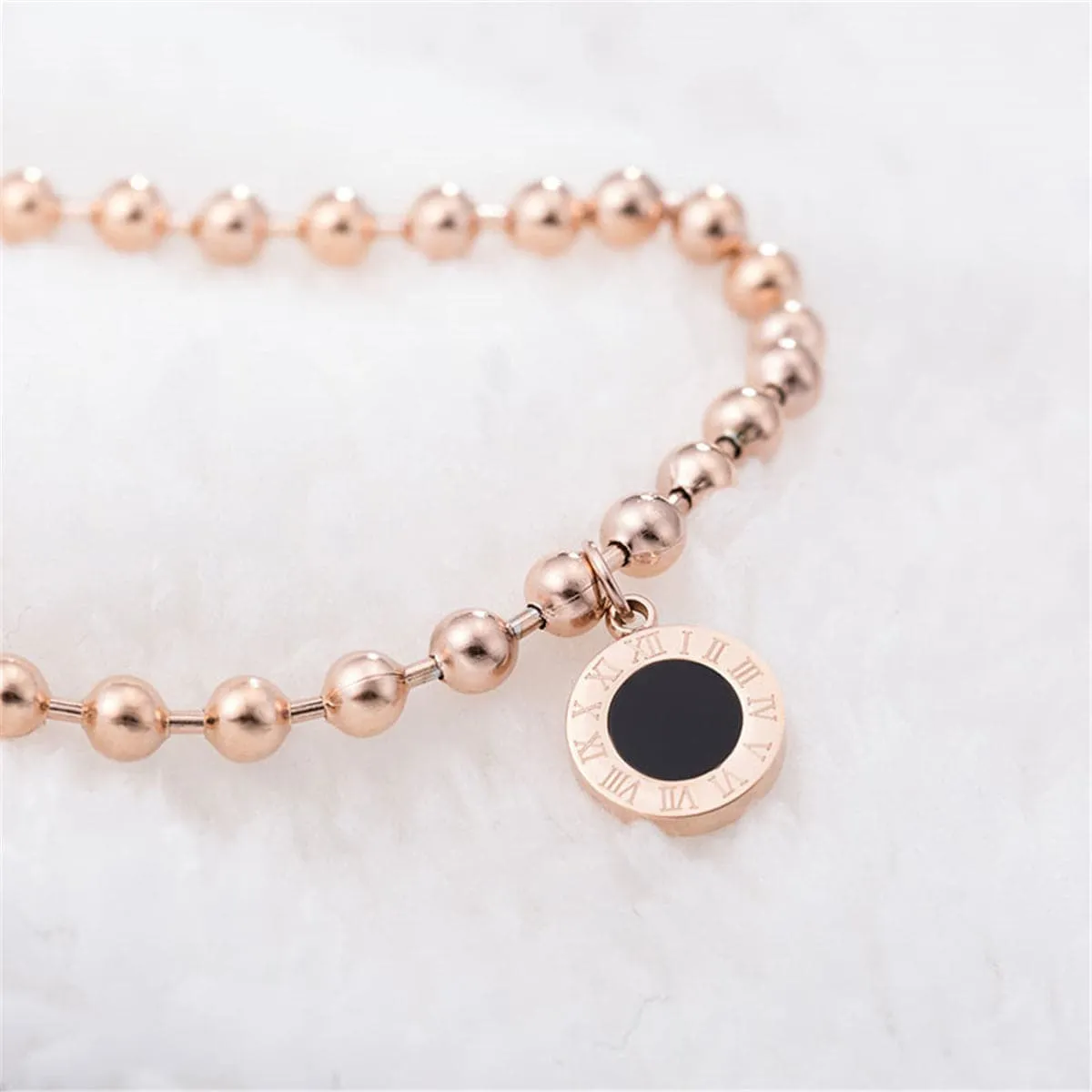 18K Rose Gold-Plated Roman Numeral Link Bracelet