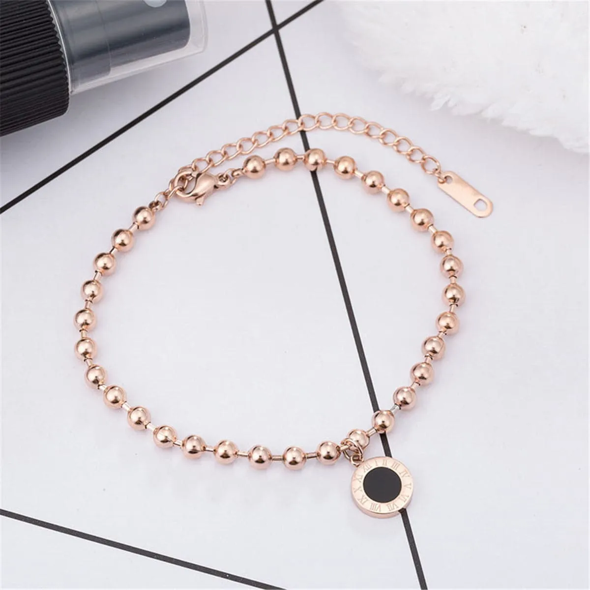 18K Rose Gold-Plated Roman Numeral Link Bracelet