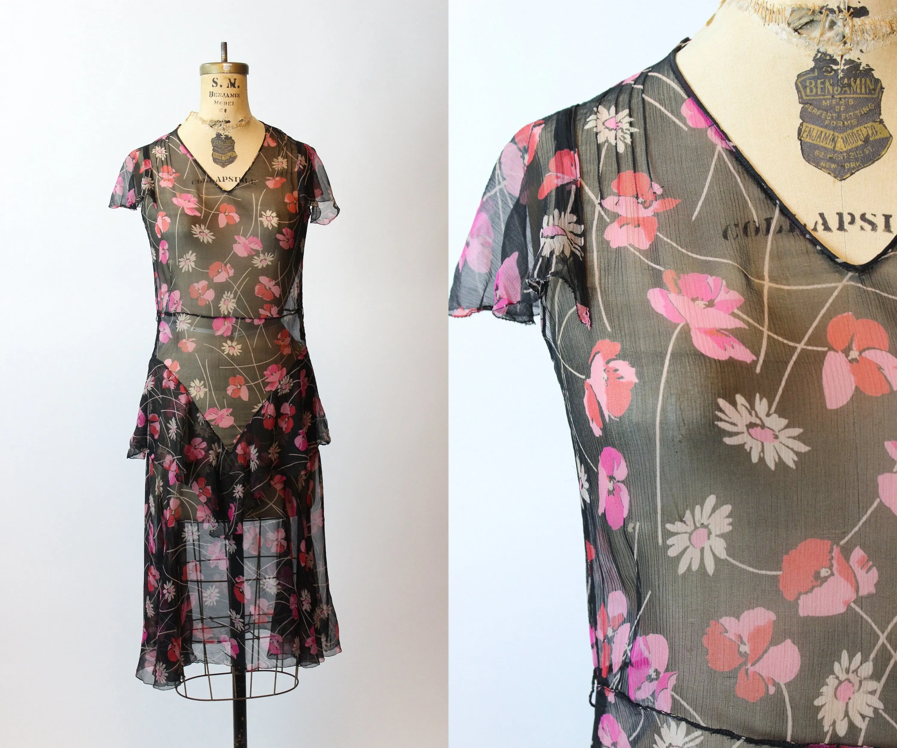1930s SHEER tissue silk DAISY dress xs | new spring summer