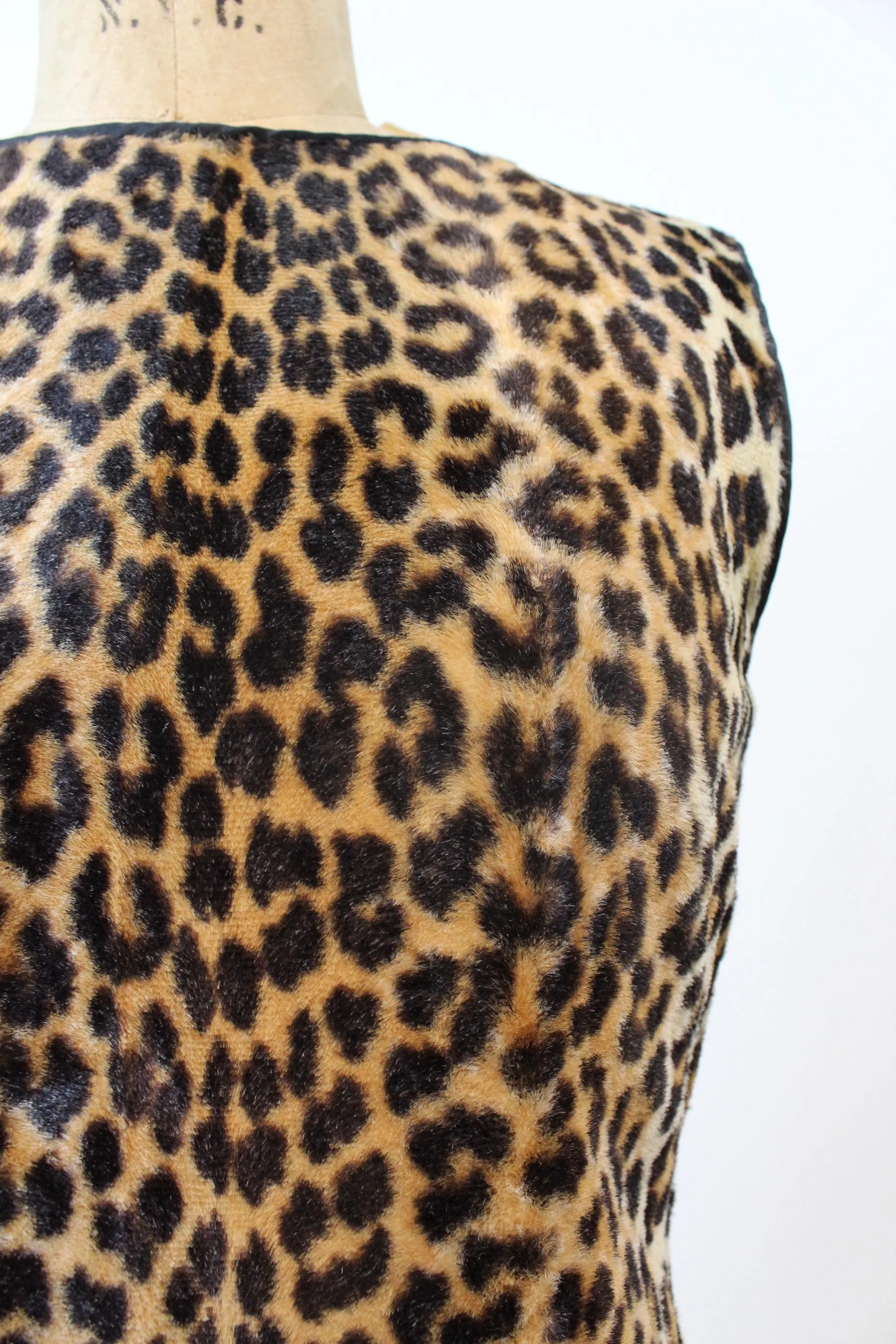1960s LEOPARD faux fur shift dress medium | new fall winter