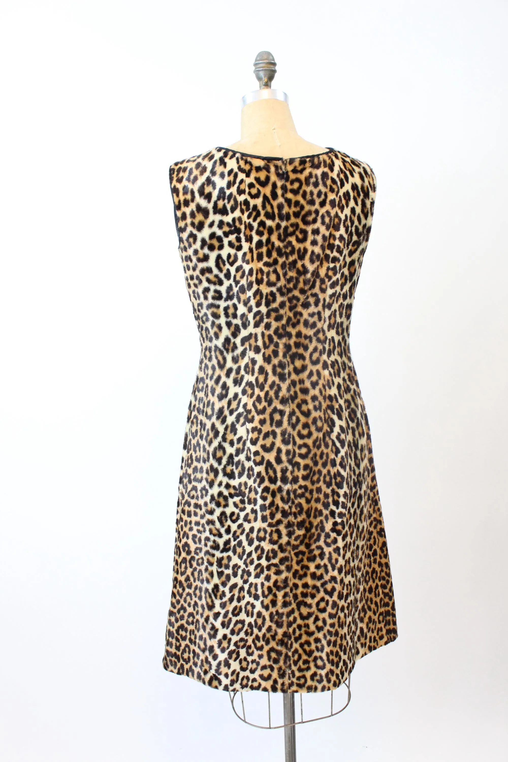 1960s LEOPARD faux fur shift dress medium | new fall winter