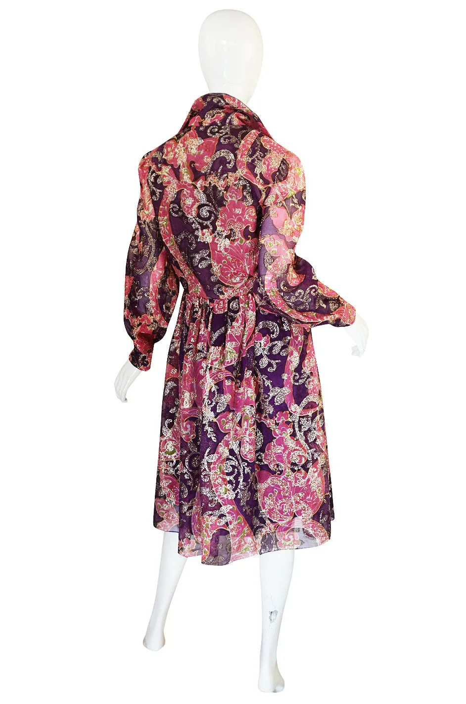 1970s Purple Metallic Oscar De La Renta Dress