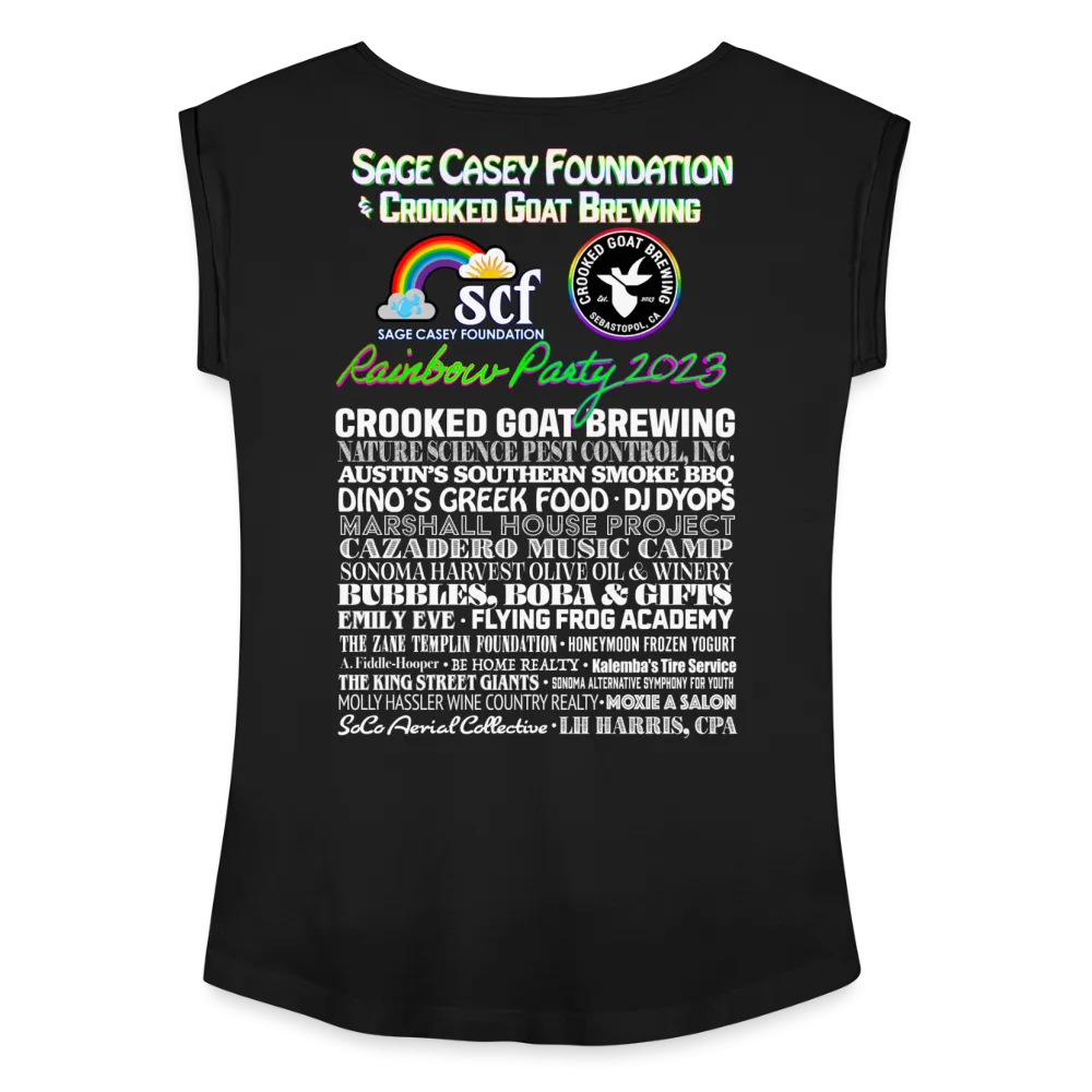 2023 Rainbow Party HEART Roll Cuff Tee Womens