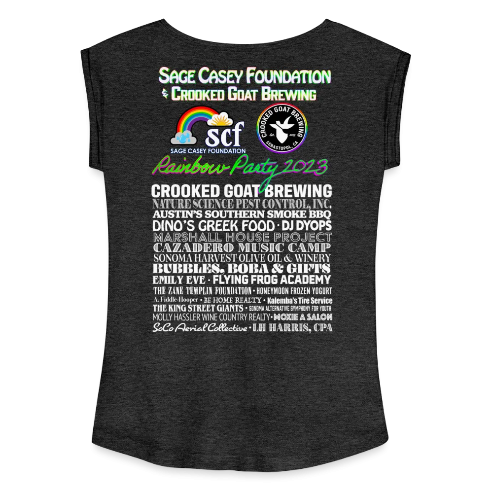 2023 Rainbow Party HEART Roll Cuff Tee Womens