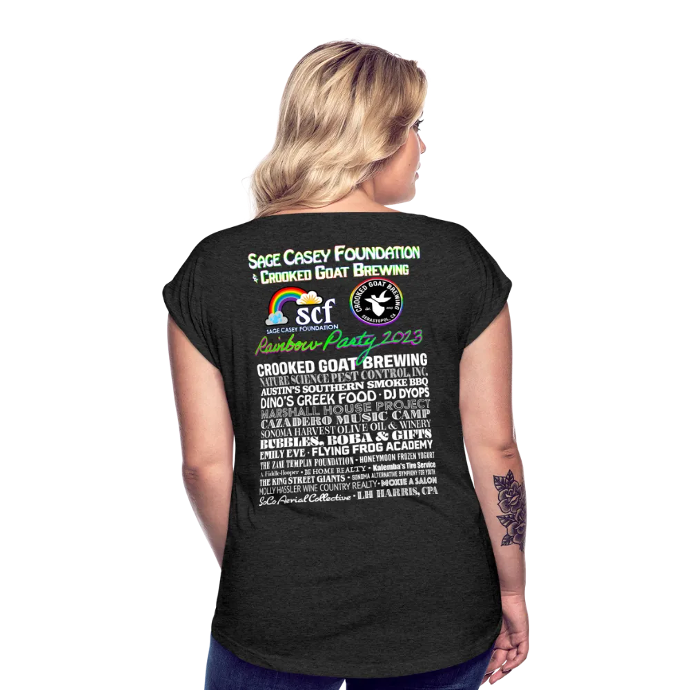 2023 Rainbow Party HEART Roll Cuff Tee Womens