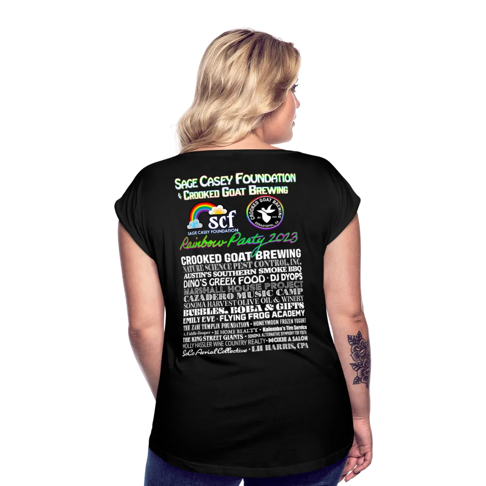 2023 Rainbow Party HEART Roll Cuff Tee Womens
