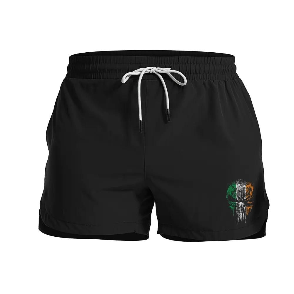 3 Color Skull Graphic Shorts