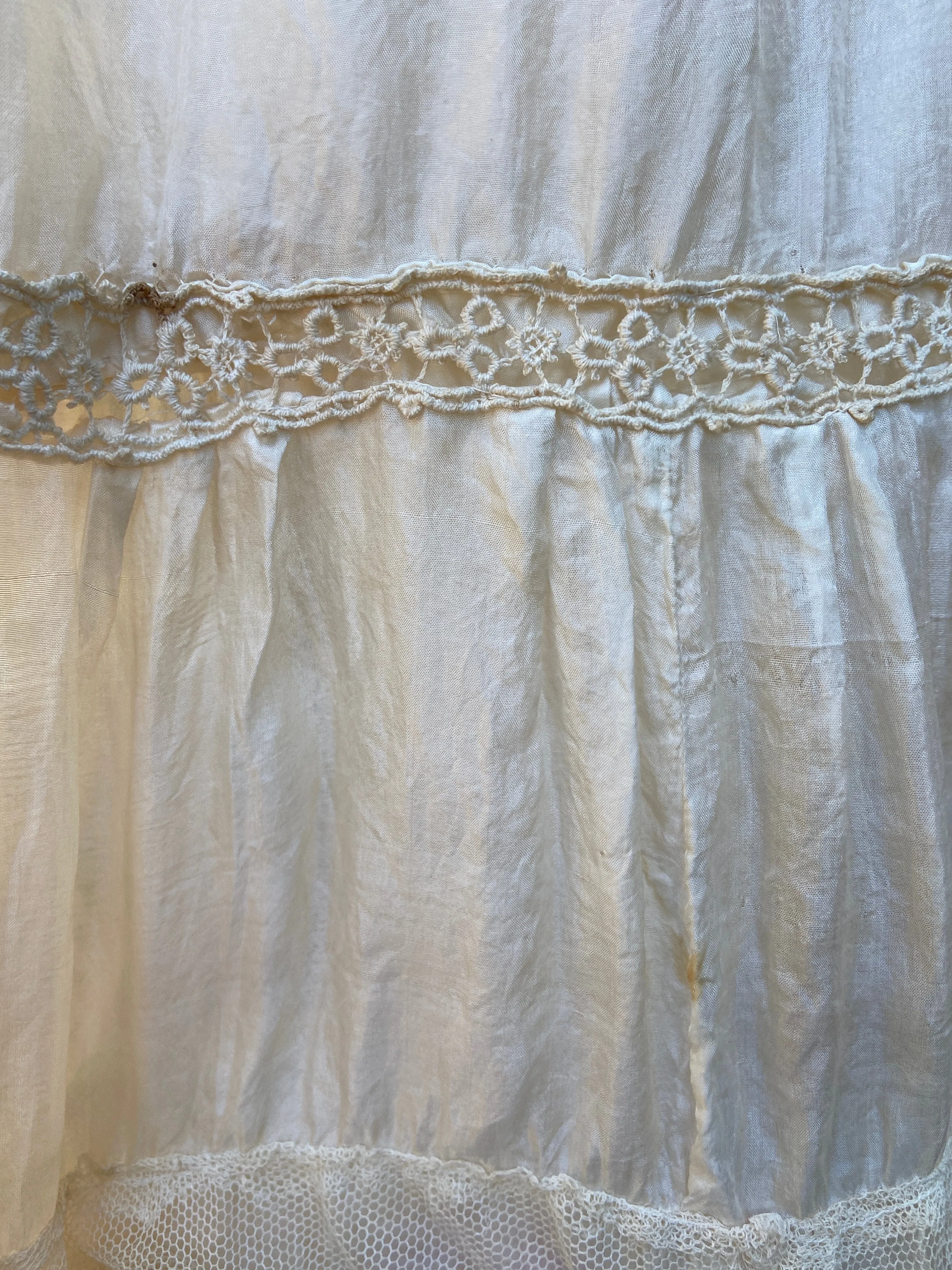 Antique Early 1900s Silk & Lace Empire Tea Gown