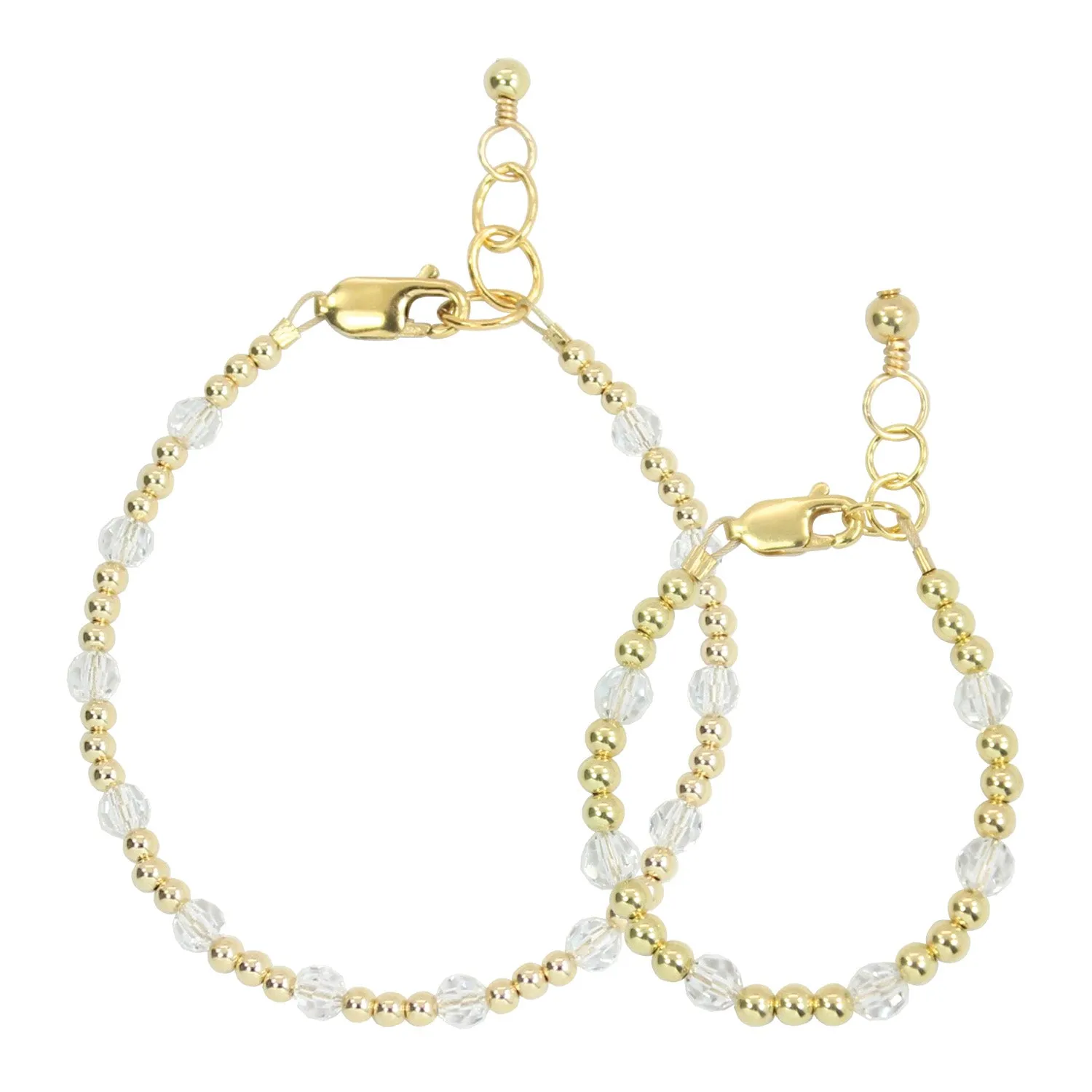April Birthstone Dotted Mom   Mini Bracelet Set (3MM   4MM Beads)
