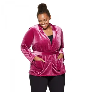Ava & Viv Women's Plus Size Belted Velour Jacket
