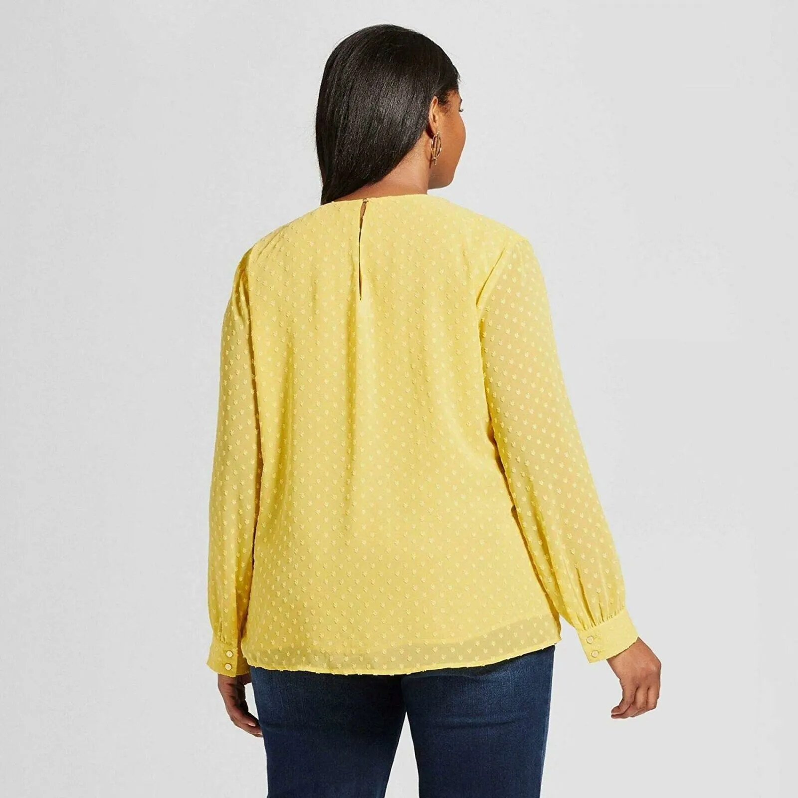 Ava & Viv Women's Plus Size Textured Pintuck Blouse Shirt Top Yellow X