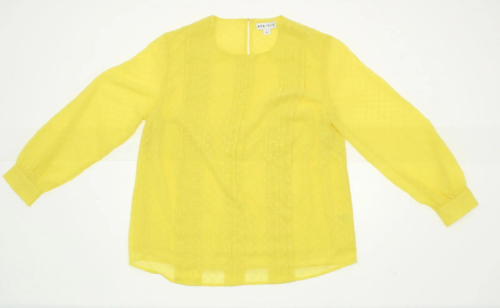 Ava & Viv Women's Plus Size Textured Pintuck Blouse Shirt Top Yellow X