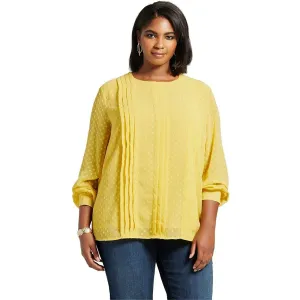 Ava & Viv Women's Plus Size Textured Pintuck Blouse Shirt Top Yellow X