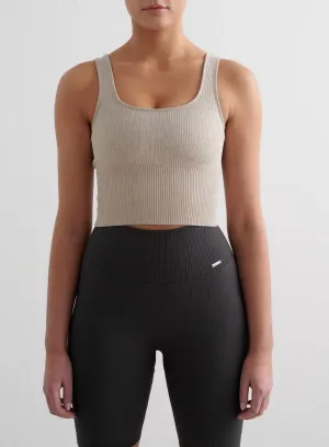 Beige Melange Ribbed Seamless Shaping Bralette