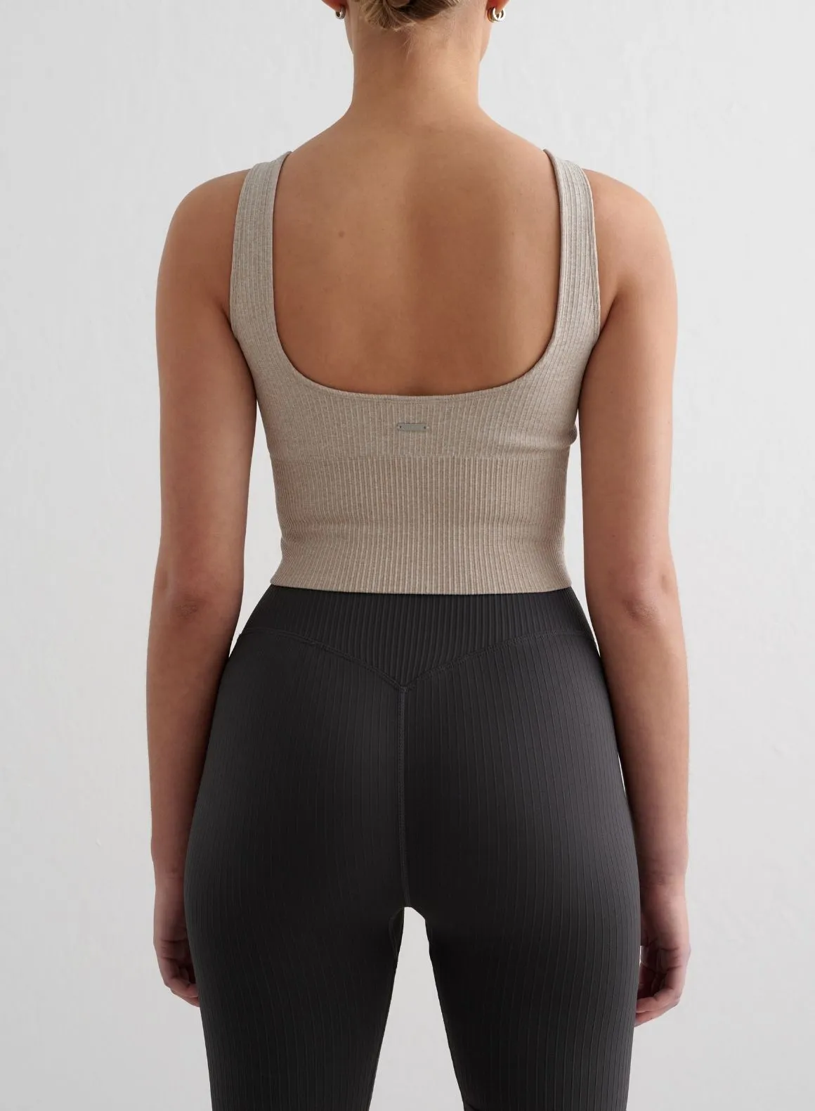 Beige Melange Ribbed Seamless Shaping Bralette