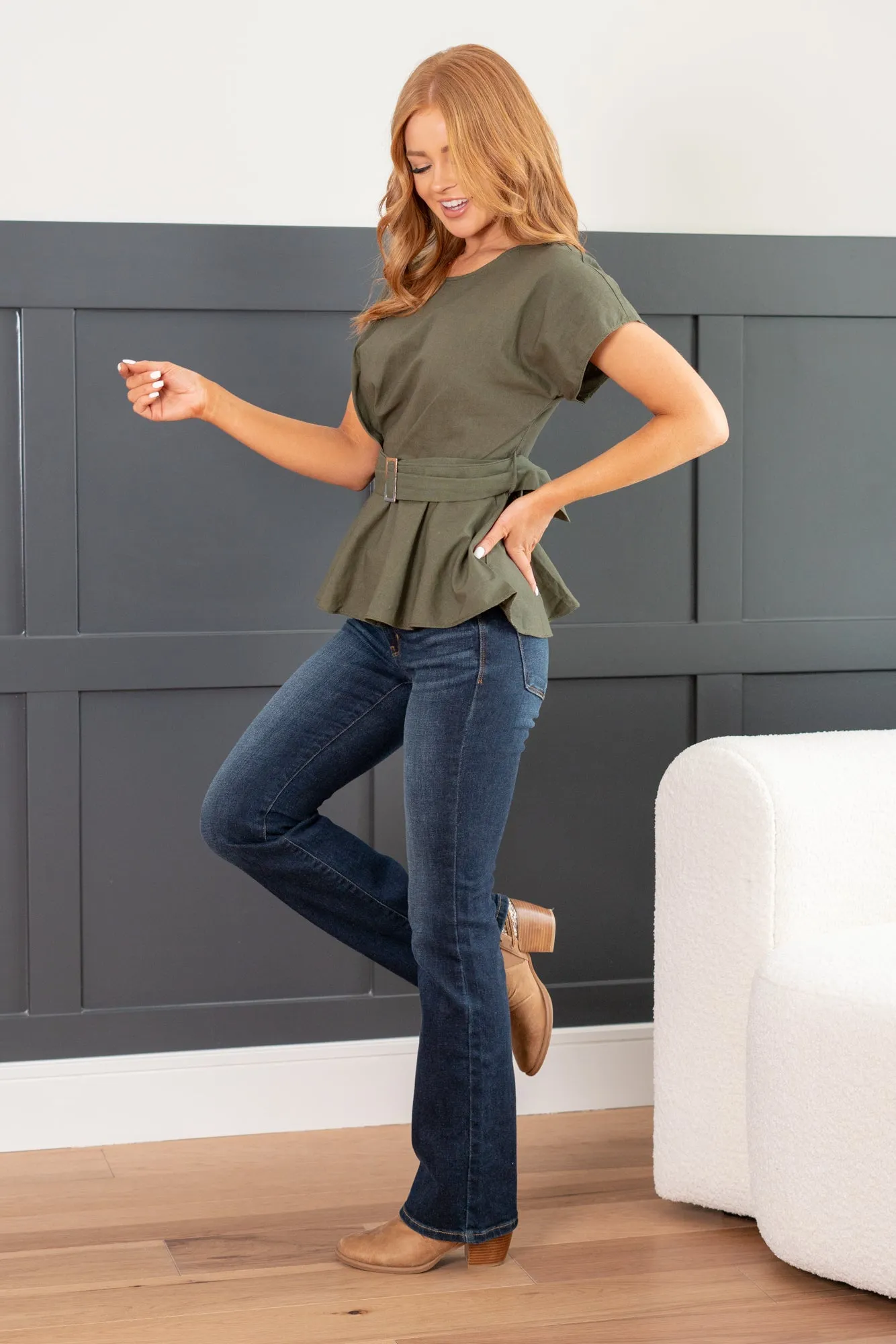 Belted Flare Blouse | Top