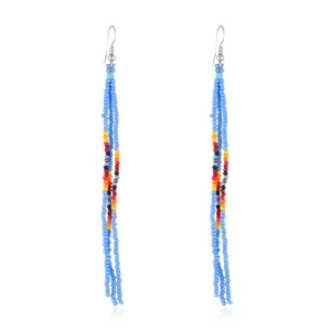 Blue Howlite & Silver-Plated Tassel Drop Earrings