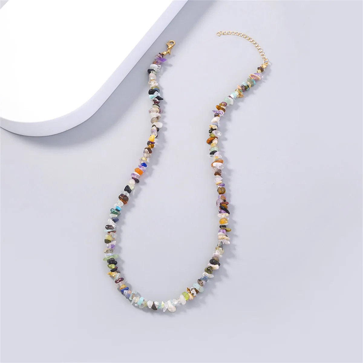 Blue Multicolor Resin & 18K Gold-Plated Beaded Chain Necklace