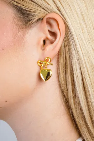Bow Love Heart Copper Bow Love Earrings