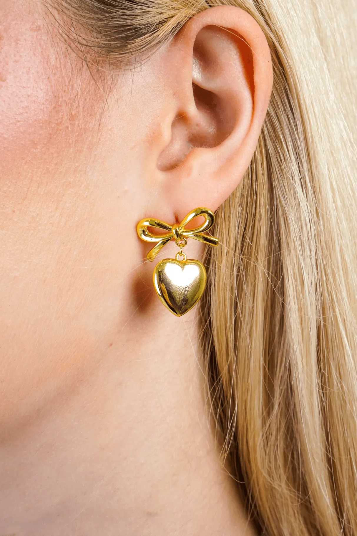 Bow Love Heart Copper Bow Love Earrings