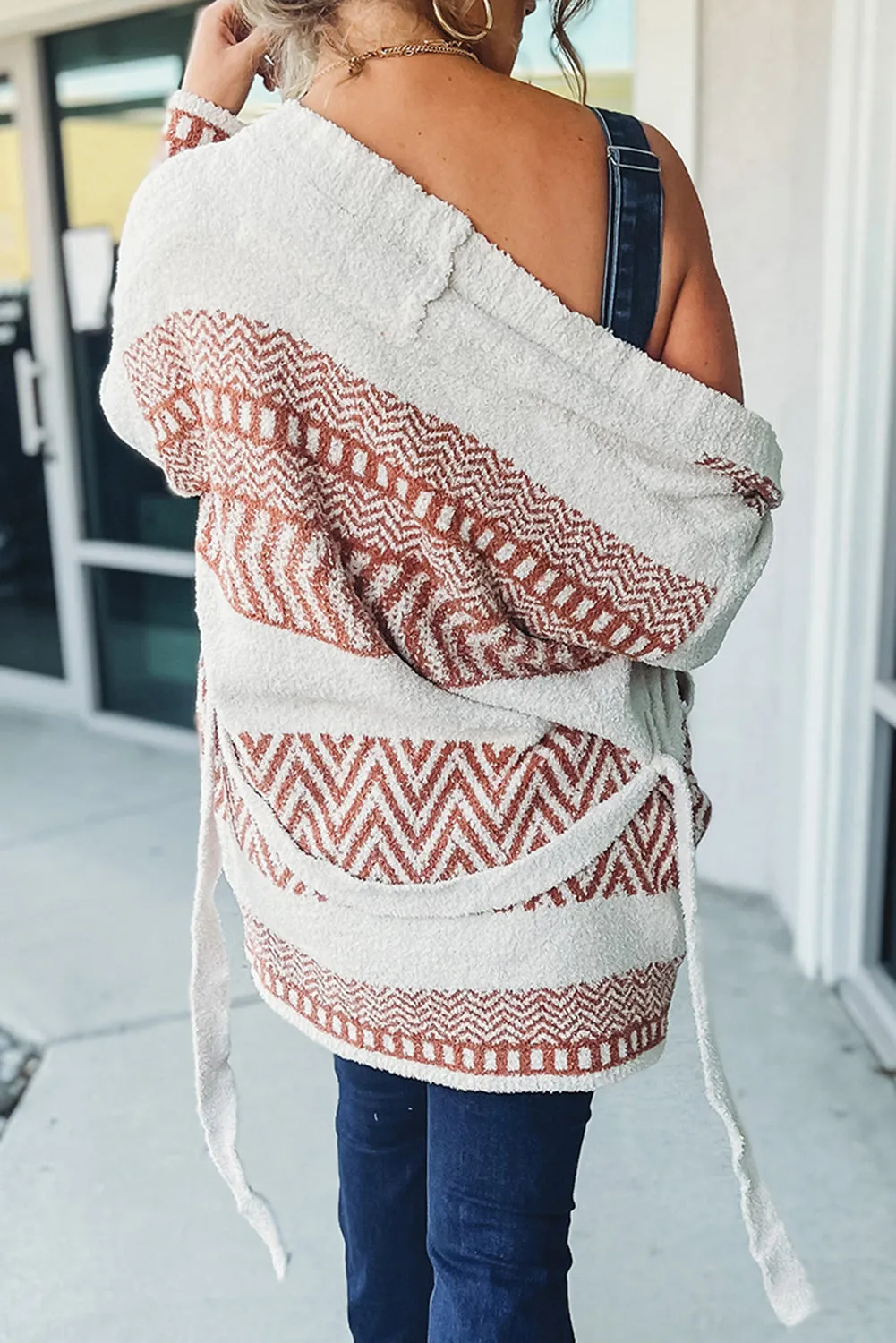 Bright White Western Aztec Belted Cardigan