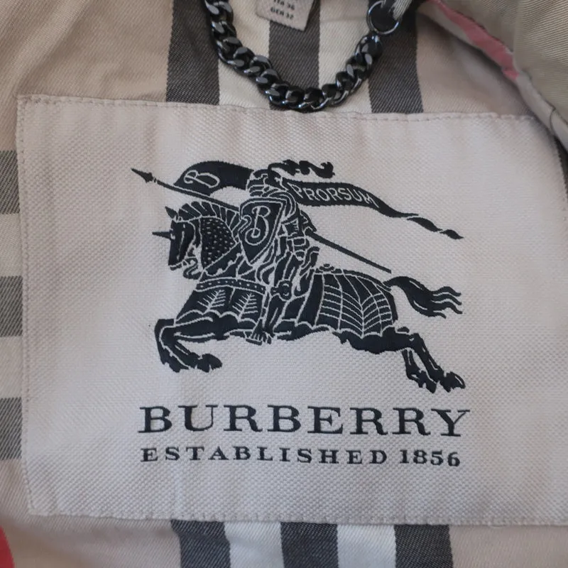 Burberry Queensborough Leather-Trim Trench Coat Beige Size US 2 Belted Jacket