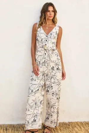 BUTTON DOWN  BELTED JUMPSUIT