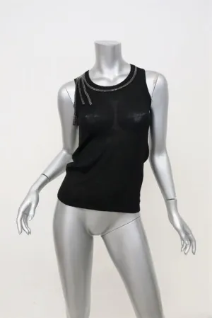 Chloe Tank Top Black Beaded Wool Knit Size Extra Small