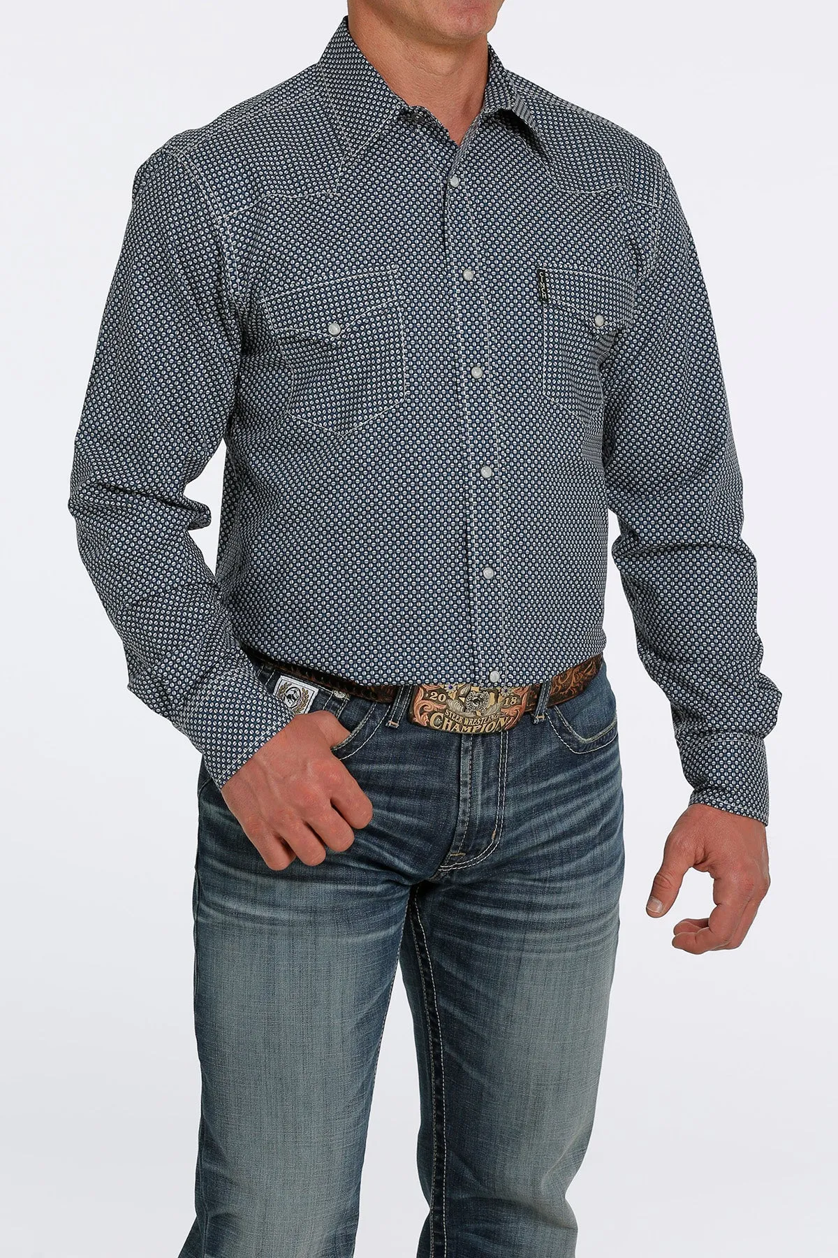 Cinch Men's Blue Modern Fit Snap Western Shirt