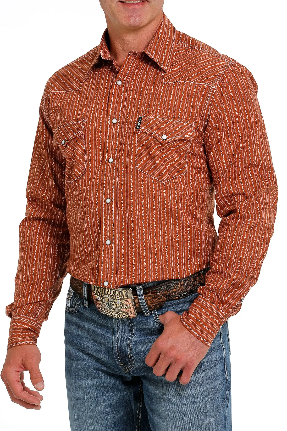 Cinch Men's Brown Print Modern Snap Down Western Shirt