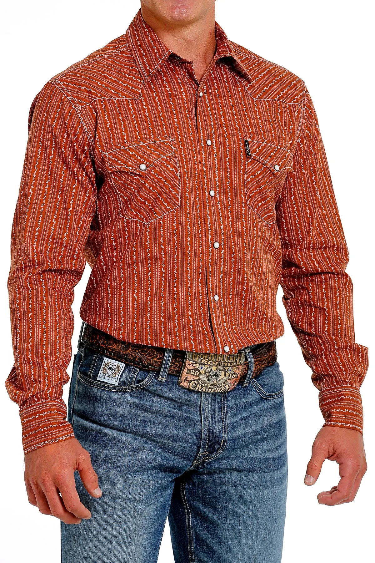 Cinch Men's Brown Print Modern Snap Down Western Shirt