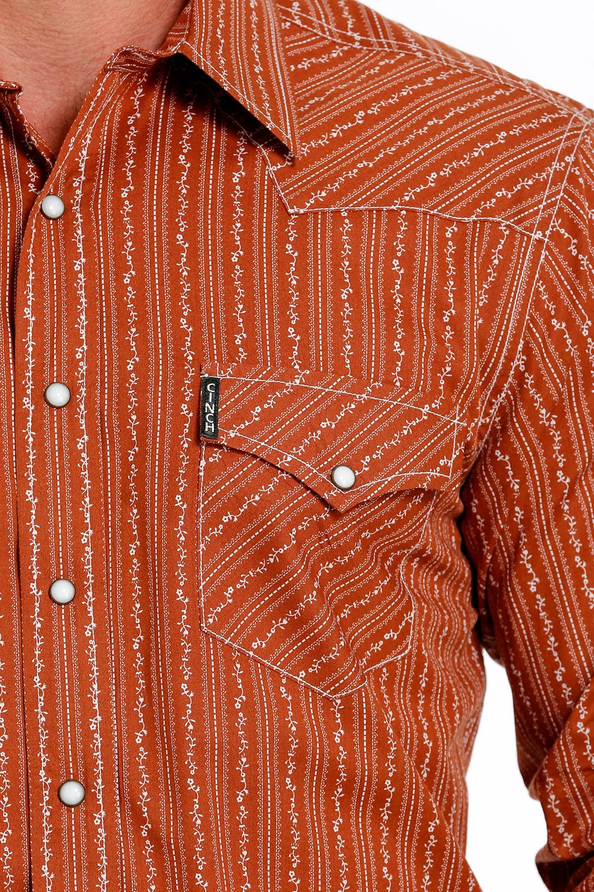 Cinch Men's Brown Print Modern Snap Down Western Shirt