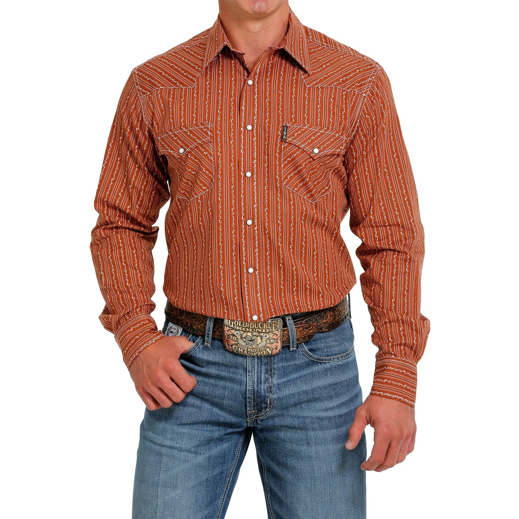 Cinch Men's Brown Print Modern Snap Down Western Shirt