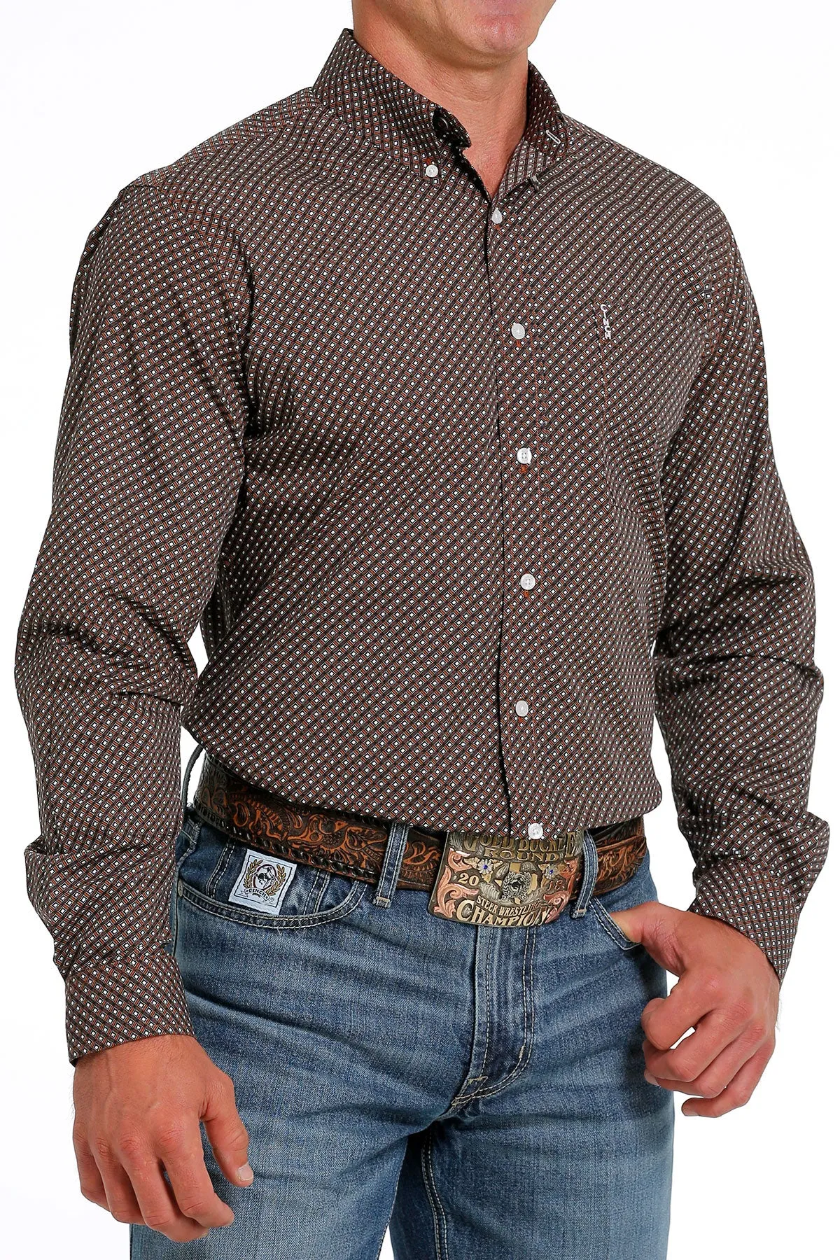 Cinch Men's Brown Print Modern Western Shirt