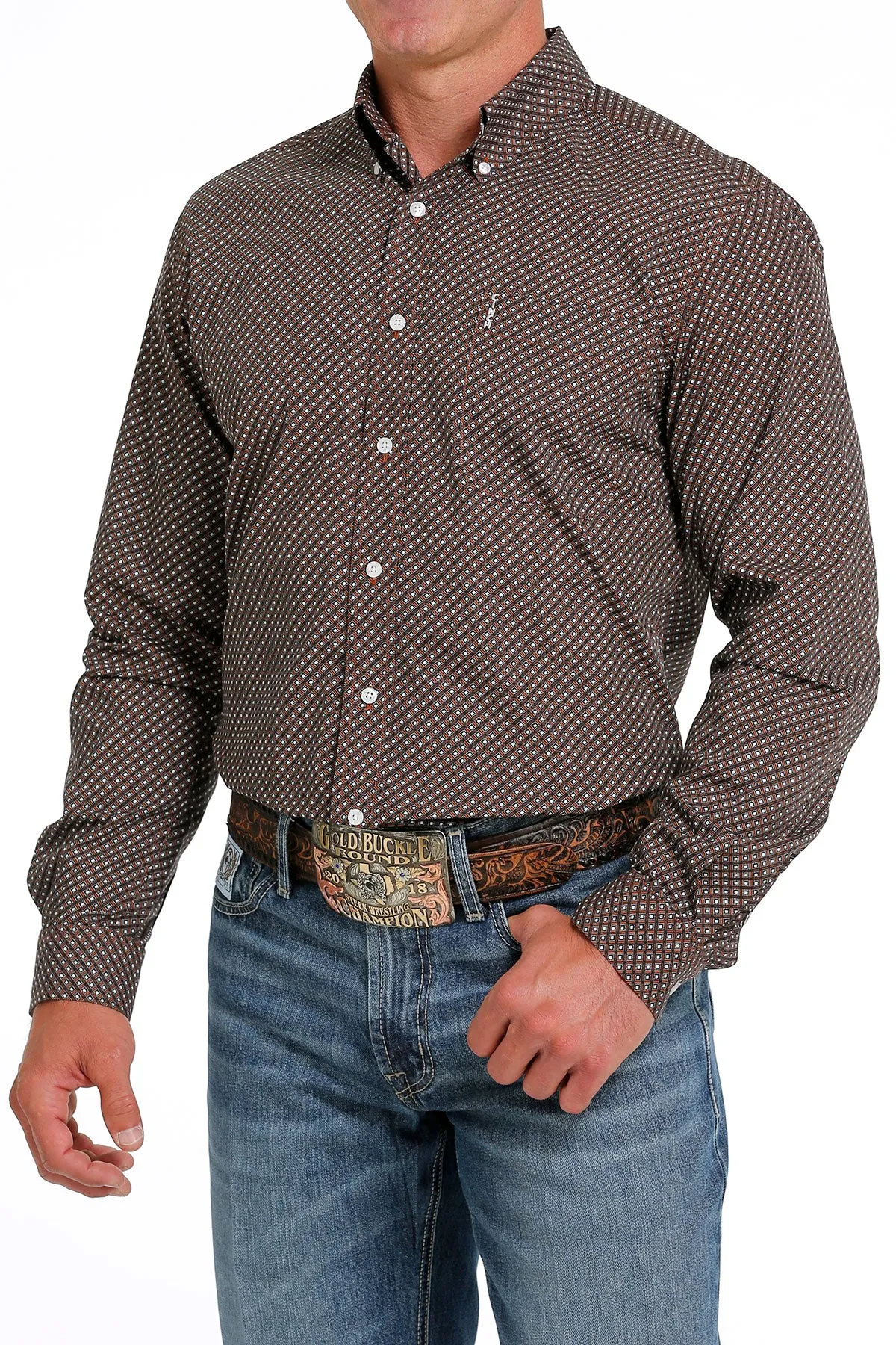 Cinch Men's Brown Print Modern Western Shirt