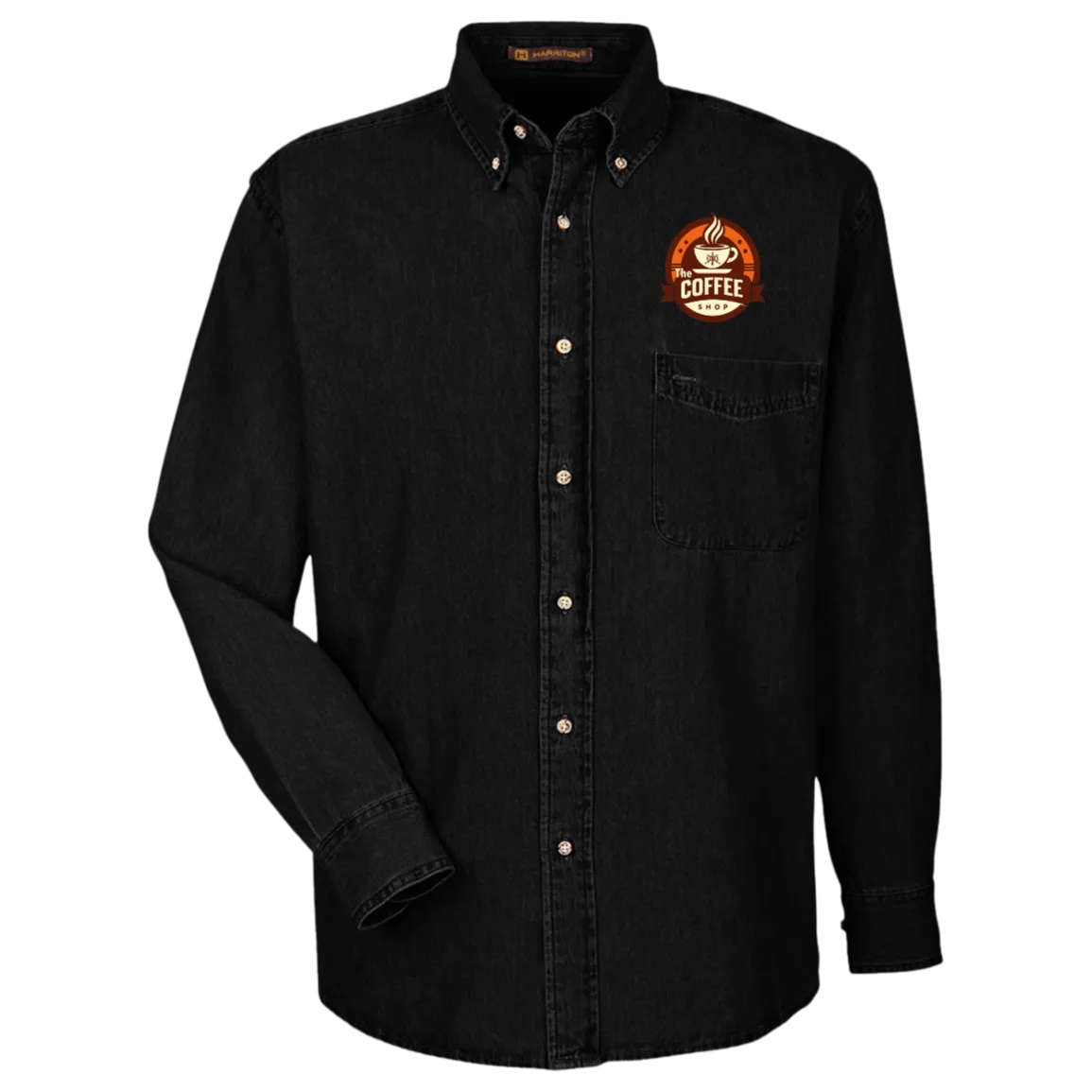 coffeeshop Harriton Mens Long Sleeve Denim Shirt