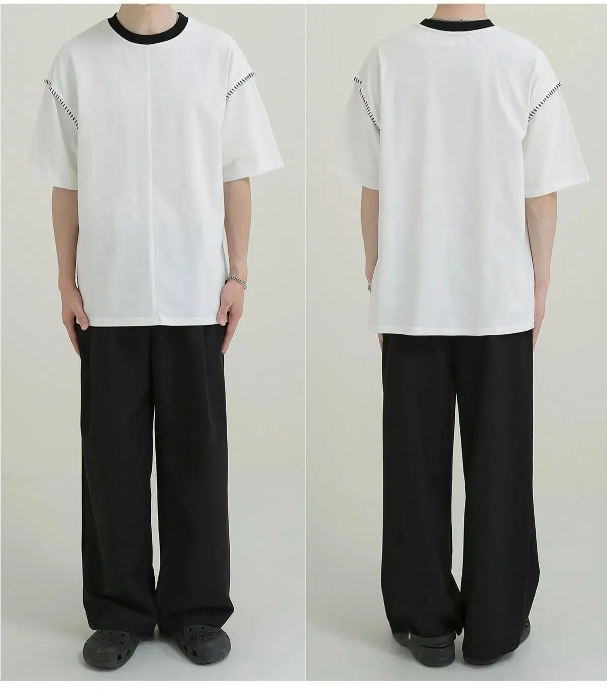 Contrast Color Crew Neck T-shirt