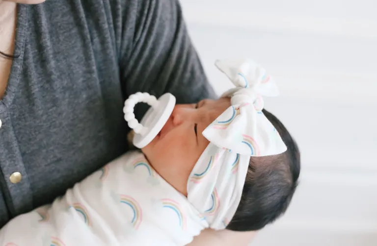 Copper Pearl Knit Headband Bow - Daydream