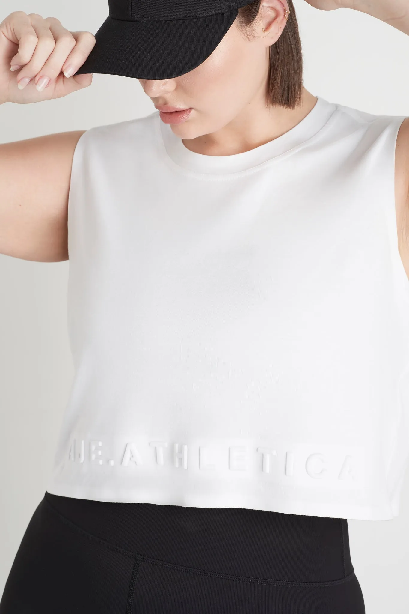 Cropped Embossed Signature Logo Tank 106