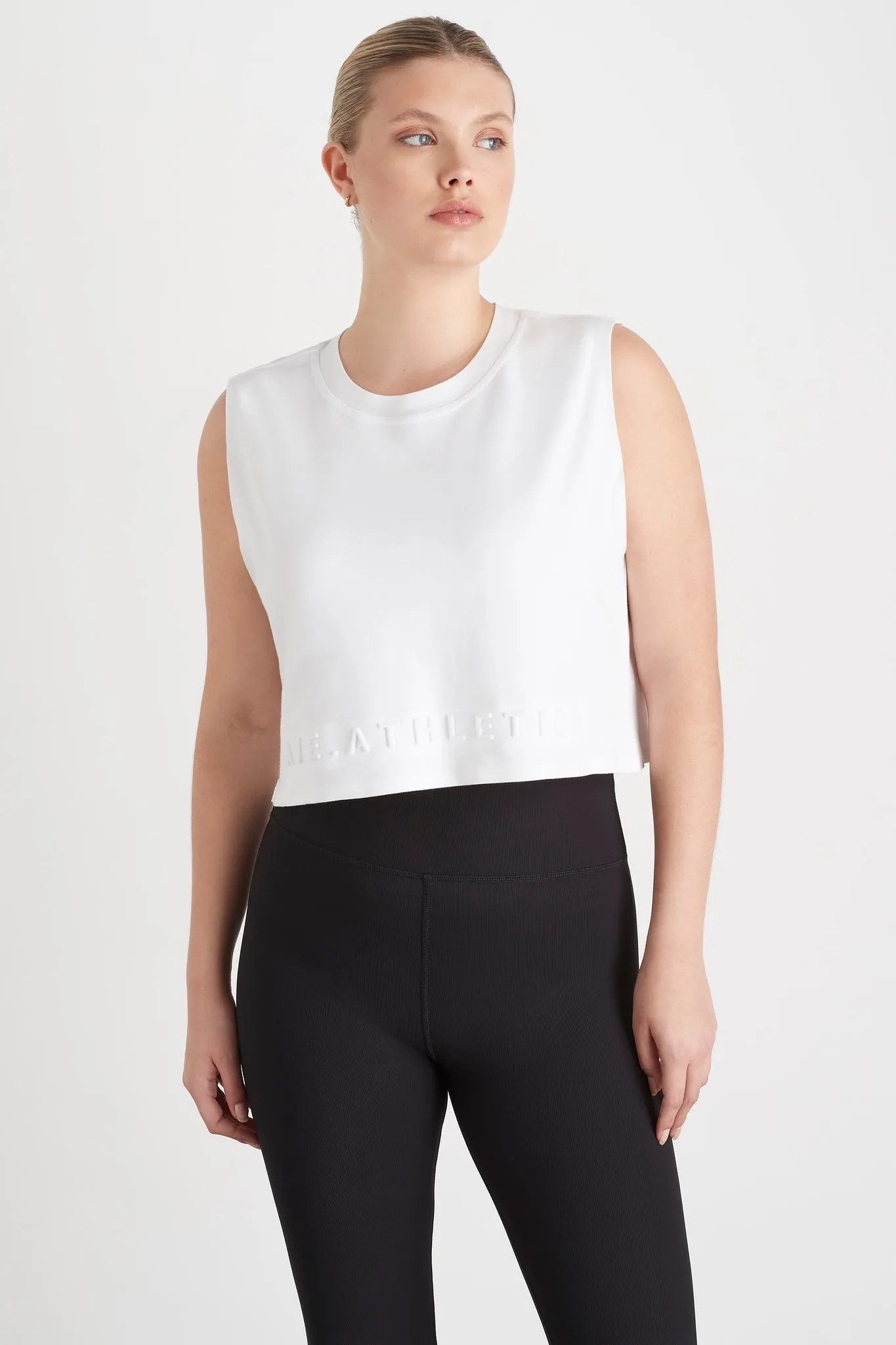 Cropped Embossed Signature Logo Tank 106