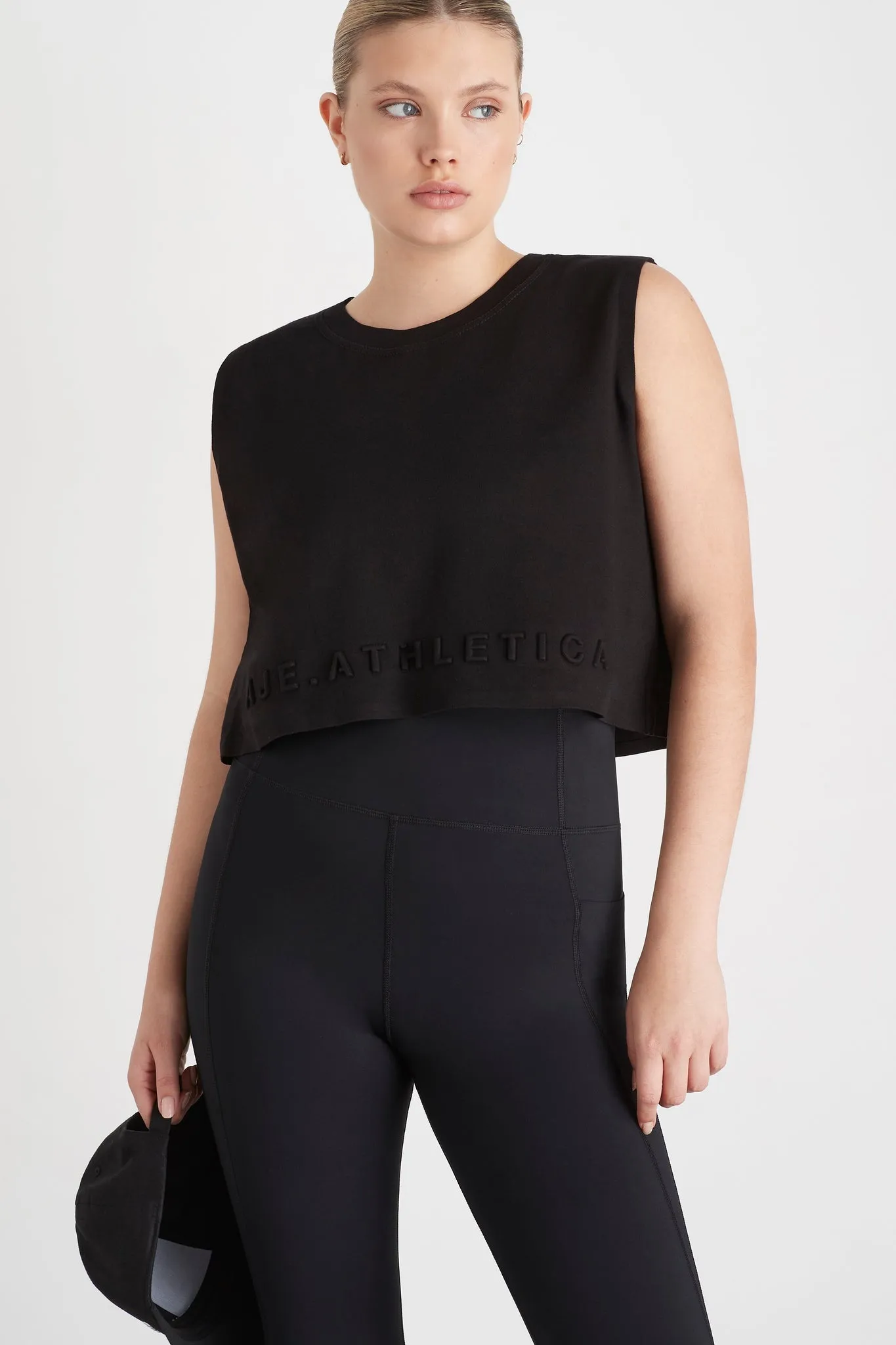 Cropped Embossed Signature Logo Tank 106