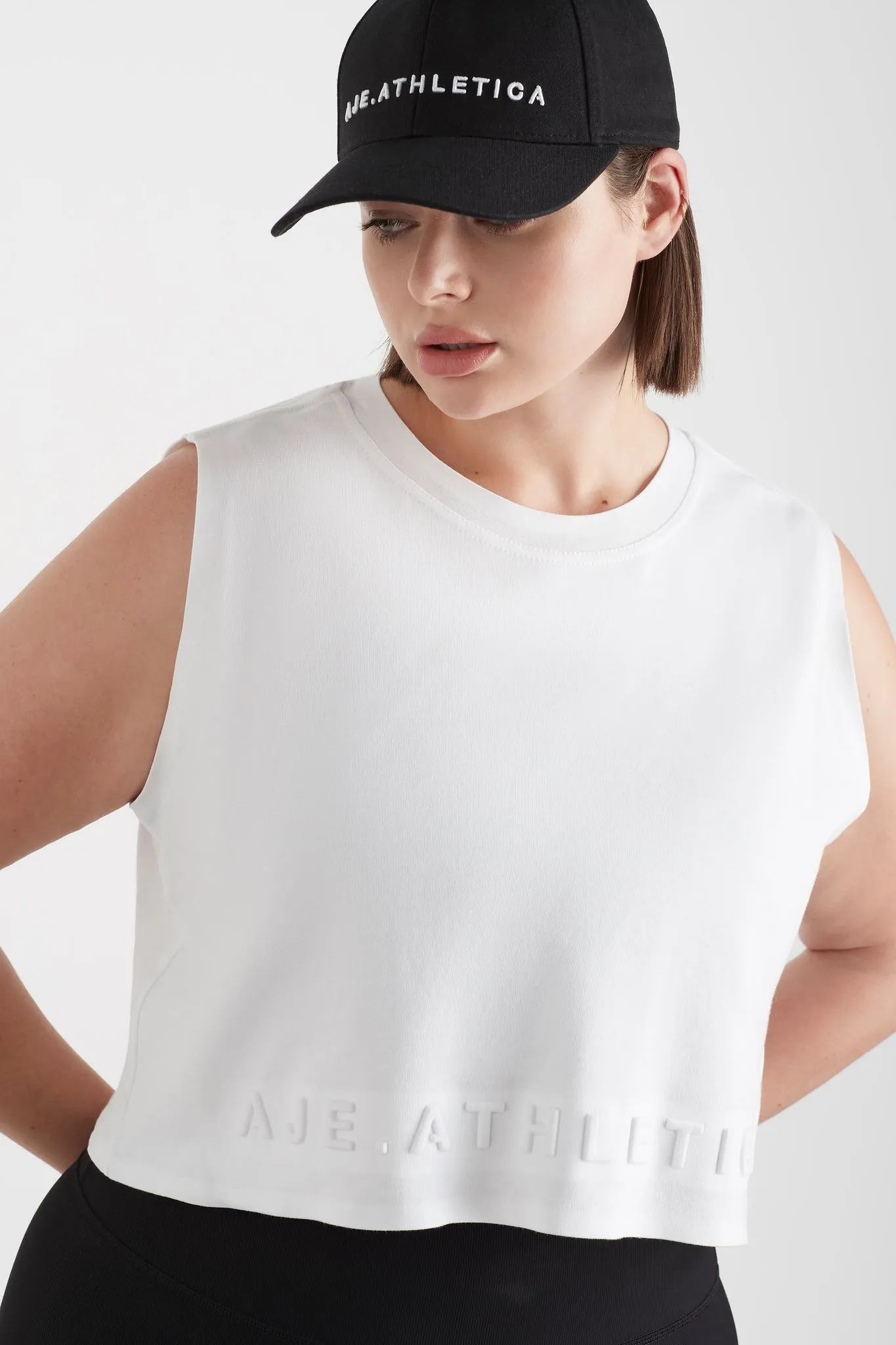 Cropped Embossed Signature Logo Tank 106