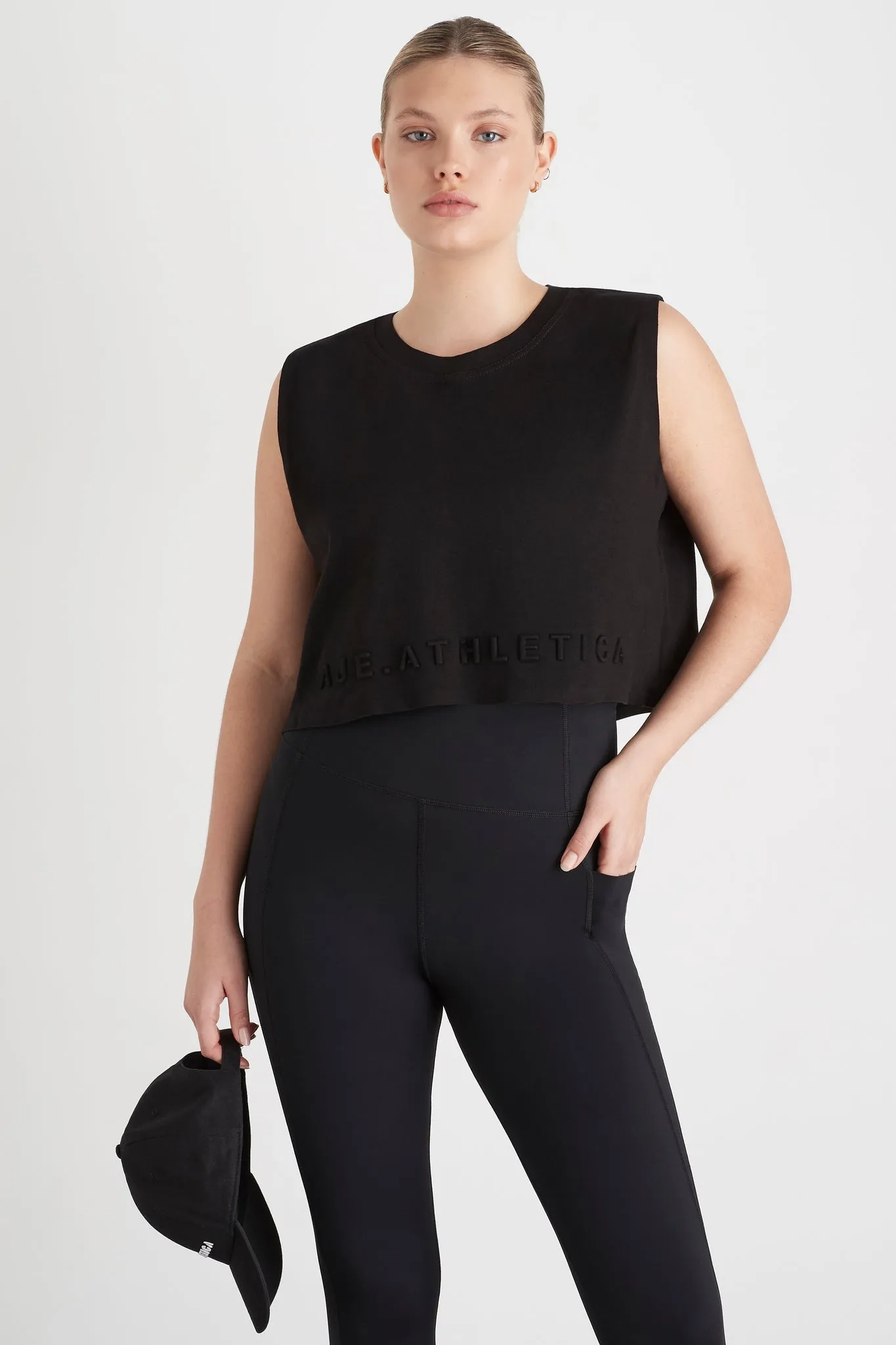 Cropped Embossed Signature Logo Tank 106