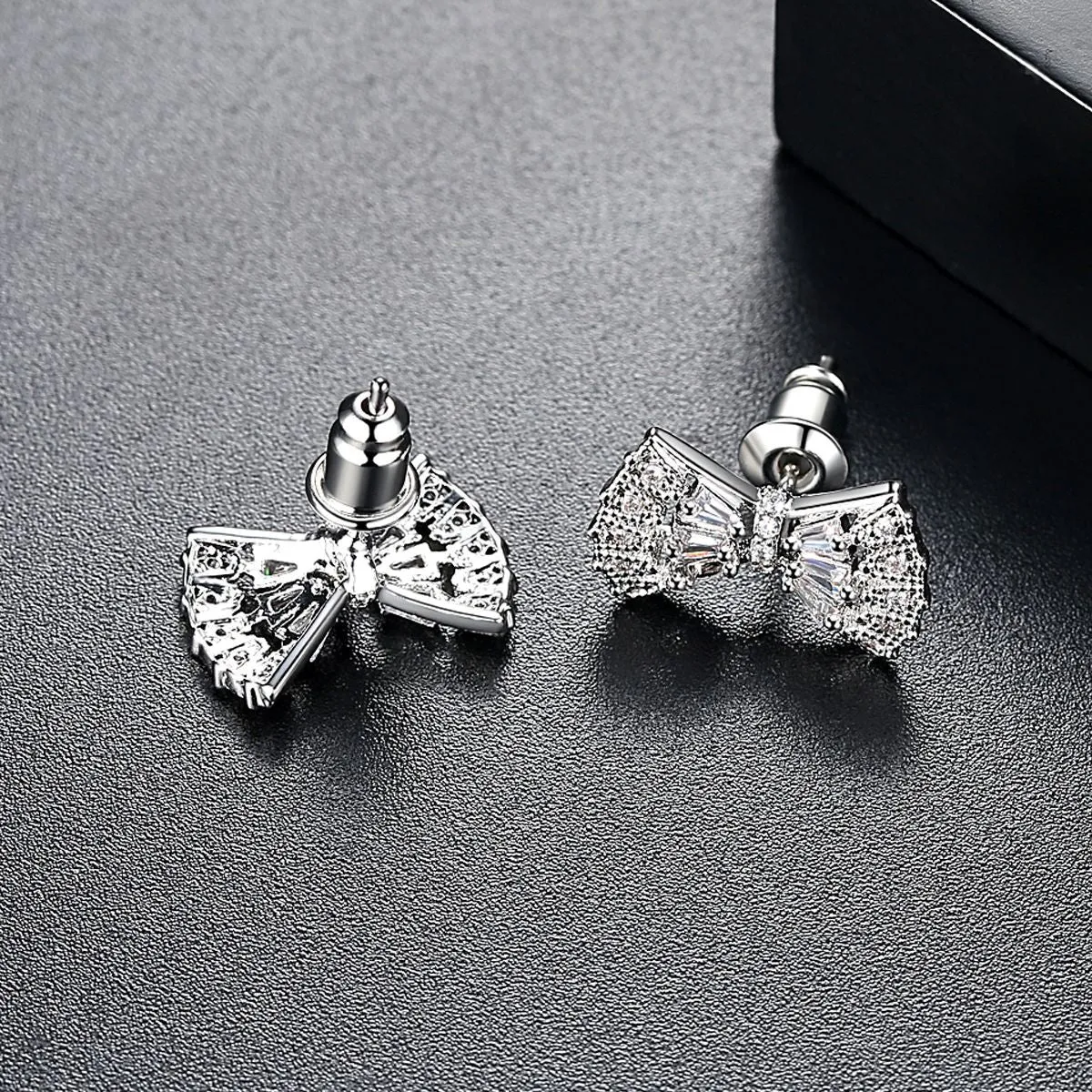 Crystal & Cubic Zirconia Silver-Plated Bow Stud Earrings