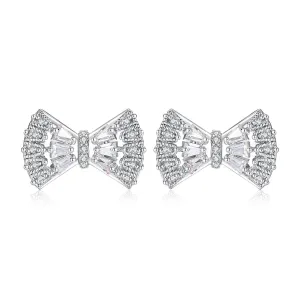 Crystal & Cubic Zirconia Silver-Plated Bow Stud Earrings