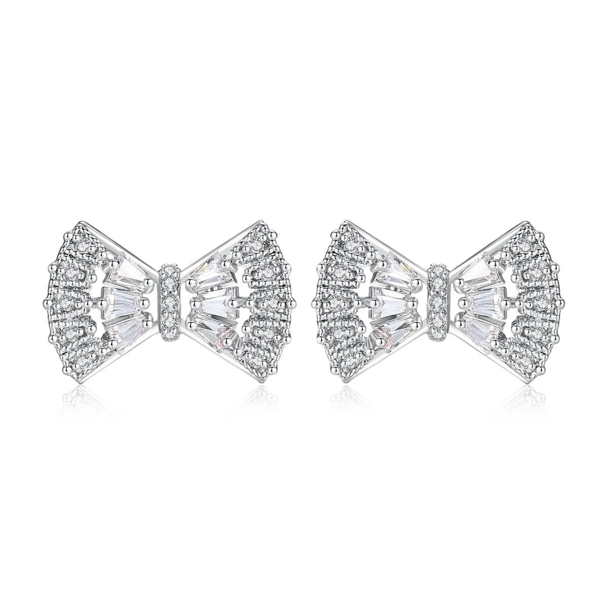 Crystal & Cubic Zirconia Silver-Plated Bow Stud Earrings