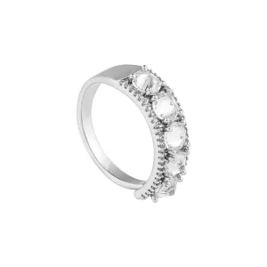 Crystal & Silver-Plated Round-Cut Channel Band Ring