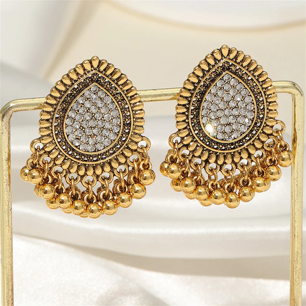 Cubic Zirconia & 18K Gold-Plated Hola Bead Tassel Drop Earrings